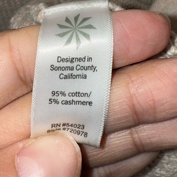 Athleta Beige Cable Knit Hooded Long Cardigan Small cotton/cashmere blend * Flaw - Picture 6 of 9